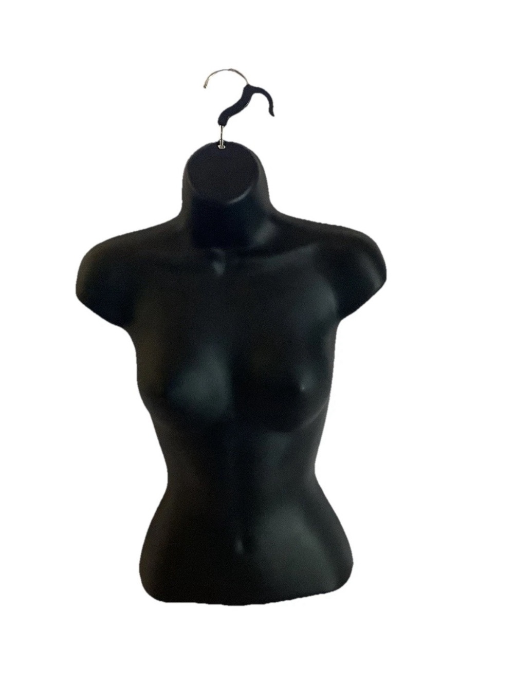 Female Hanging/Tabletop Torso Mannequin Hollow Half-Molded Black Hard Plastic